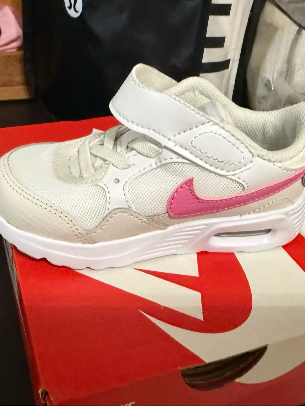 Nike Kids' White and Pink Velcro Sneaker